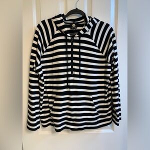 Jones New York Sport L/S Pullover Hoodie - Size XL - Black/White Stripes - VGC